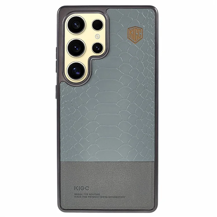 Étui pour Samsung Galaxy S25 Ultra compatible avec MagSafe, revêtement hybride avec texture de crocodile - Gris