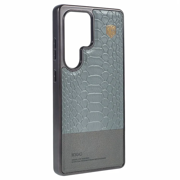 Étui pour Samsung Galaxy S25 Ultra compatible avec MagSafe, revêtement hybride avec texture de crocodile - Gris