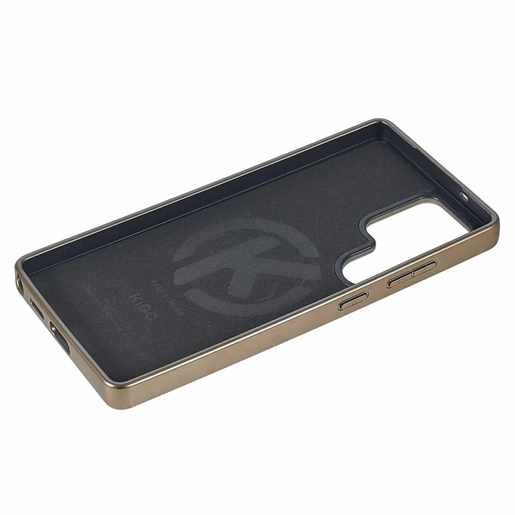 КИГС для чехла Samsung Galaxy S25 Ultra из кожи + ПК + ТПУ с электрохромным покрытием телефона с держателем для карт - титановое золото
