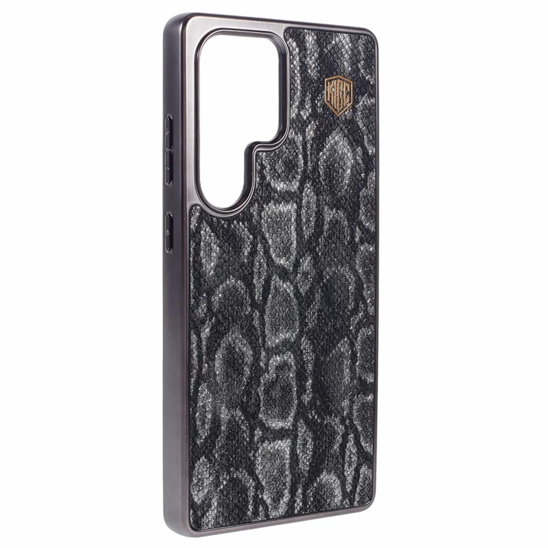 KIGC For Samsung Galaxy S25 Ultra Magnetic Case Hybrid Phone Back Cover Snake Texture - Black