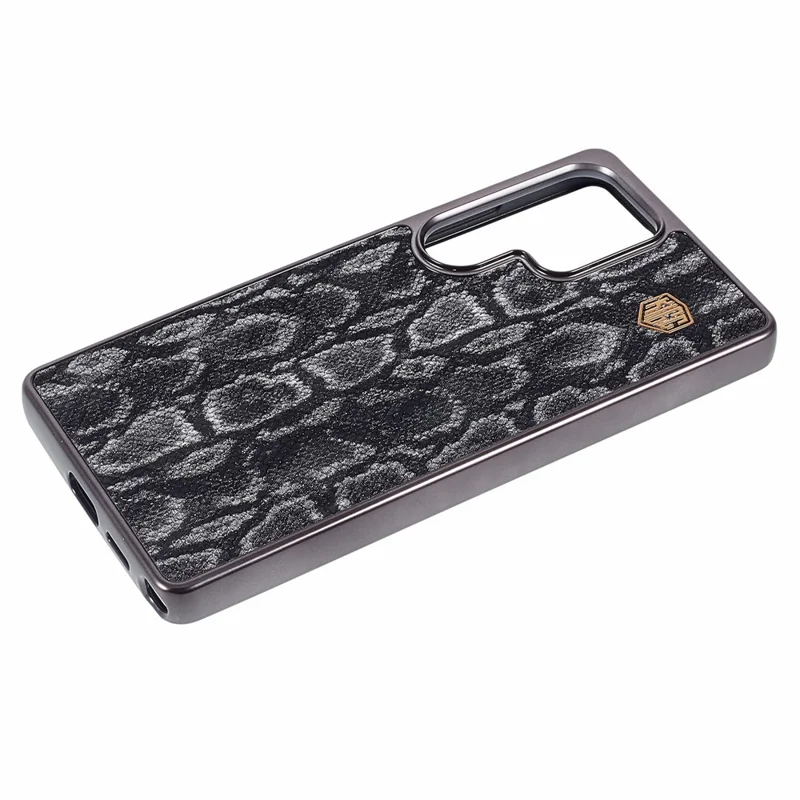 KIGC For Samsung Galaxy S25 Ultra Magnetic Case Hybrid Phone Back Cover Snake Texture - Black