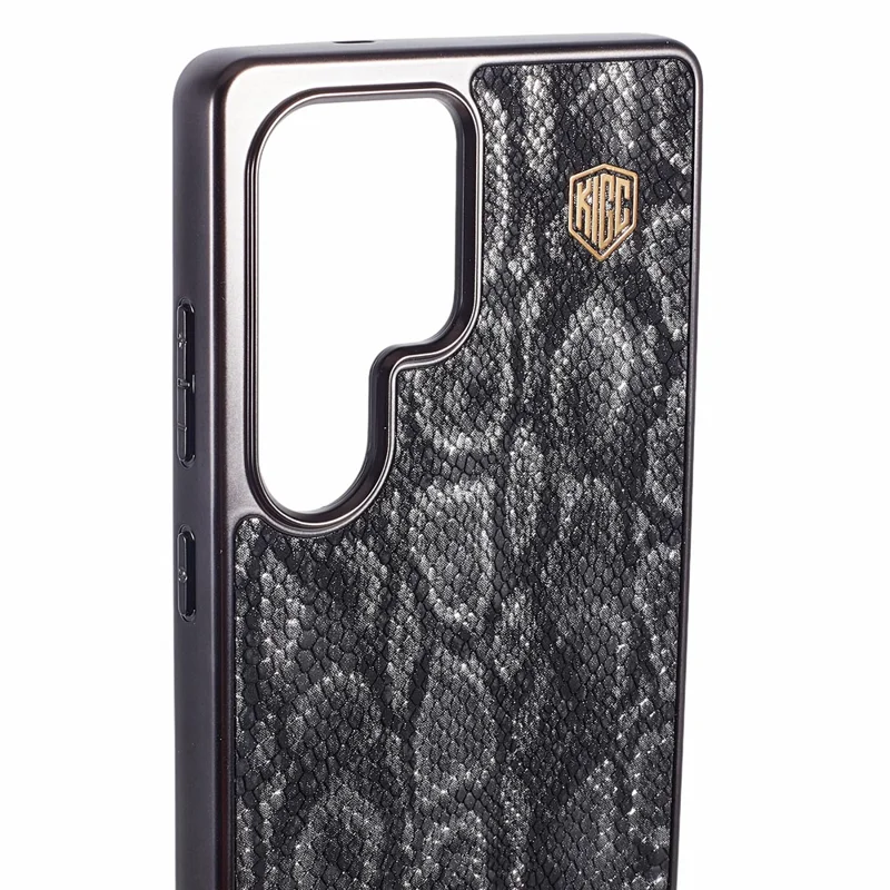 KIGC For Samsung Galaxy S25 Ultra Magnetic Case Hybrid Phone Back Cover Snake Texture - Black