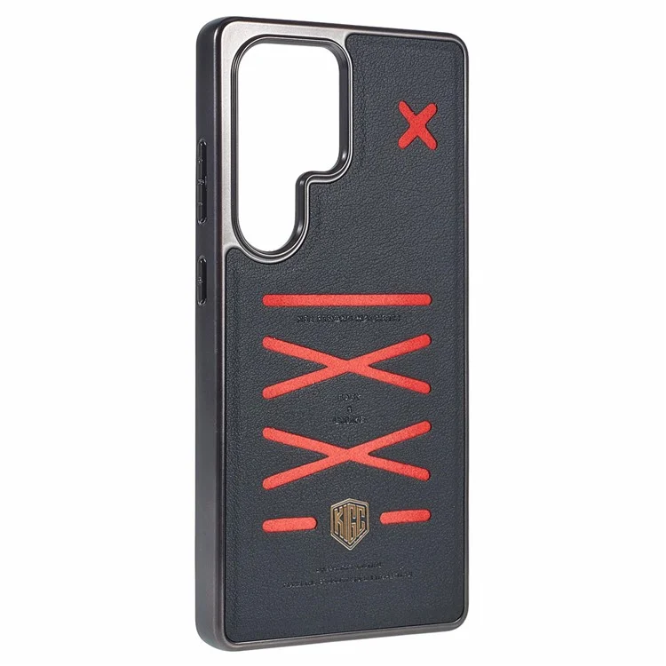 Coque pour Samsung Galaxy S25 Ultra compatible avec MagSafe, design hybride à motif lignes croisées - Noir