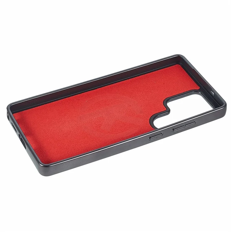 Coque pour Samsung Galaxy S25 Ultra compatible avec MagSafe, design hybride à motif lignes croisées - Noir