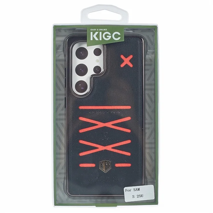 Coque pour Samsung Galaxy S25 Ultra compatible avec MagSafe, design hybride à motif lignes croisées - Noir