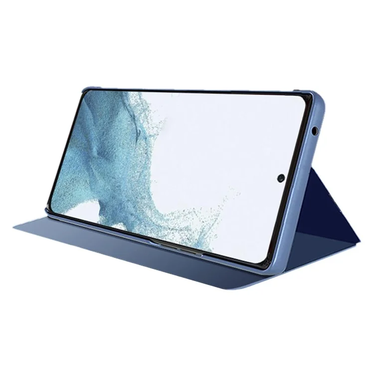 Étui pour Samsung Galaxy A56 5G Fenêtre de vue Stand Flip en cuir Couverture de téléphone - Bleu