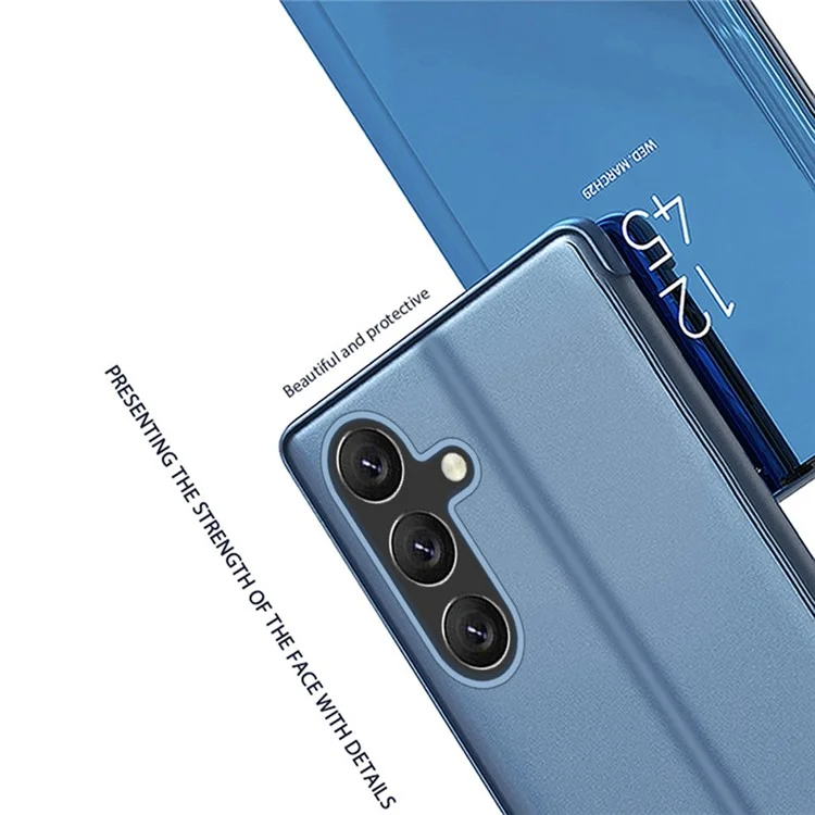 Étui pour Samsung Galaxy A56 5G Fenêtre de vue Stand Flip en cuir Couverture de téléphone - Bleu