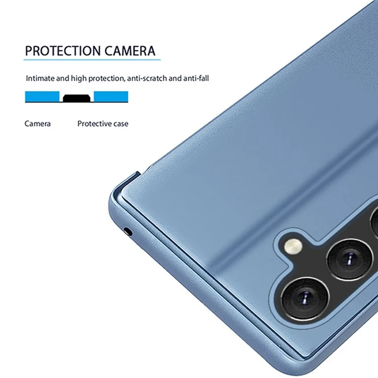 Étui pour Samsung Galaxy A56 5G Fenêtre de vue Stand Flip en cuir Couverture de téléphone - Bleu