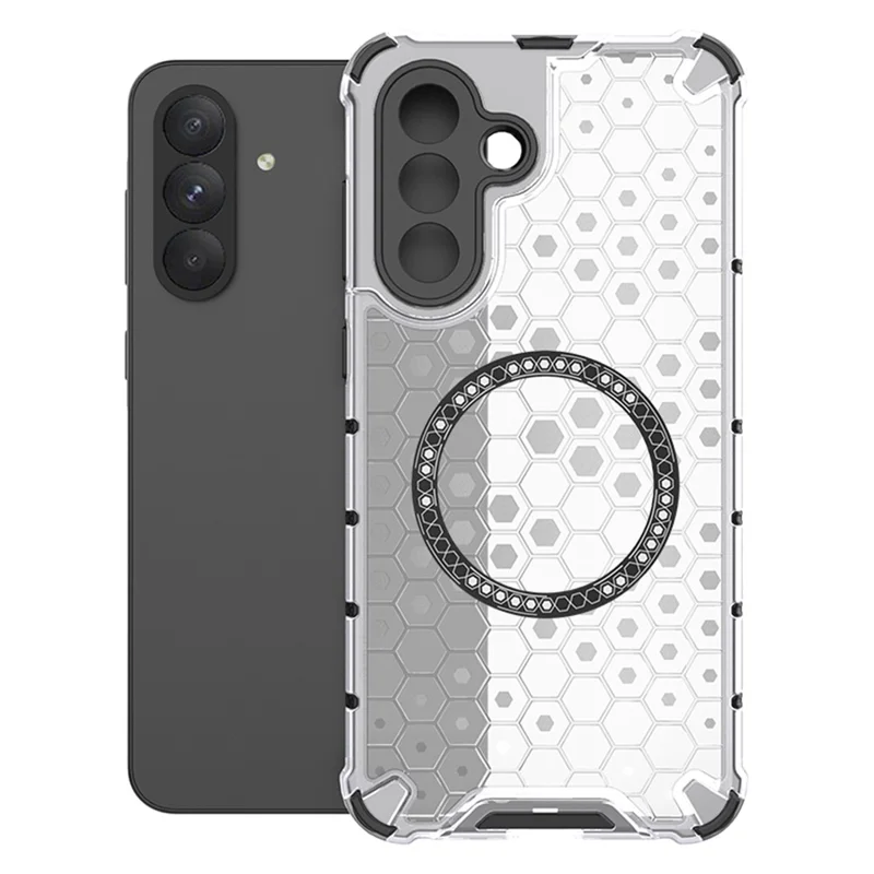 For Samsung Galaxy A26 5G Magnetic Case Honeycomb Design TPU + PC Phone Cover - Transparent