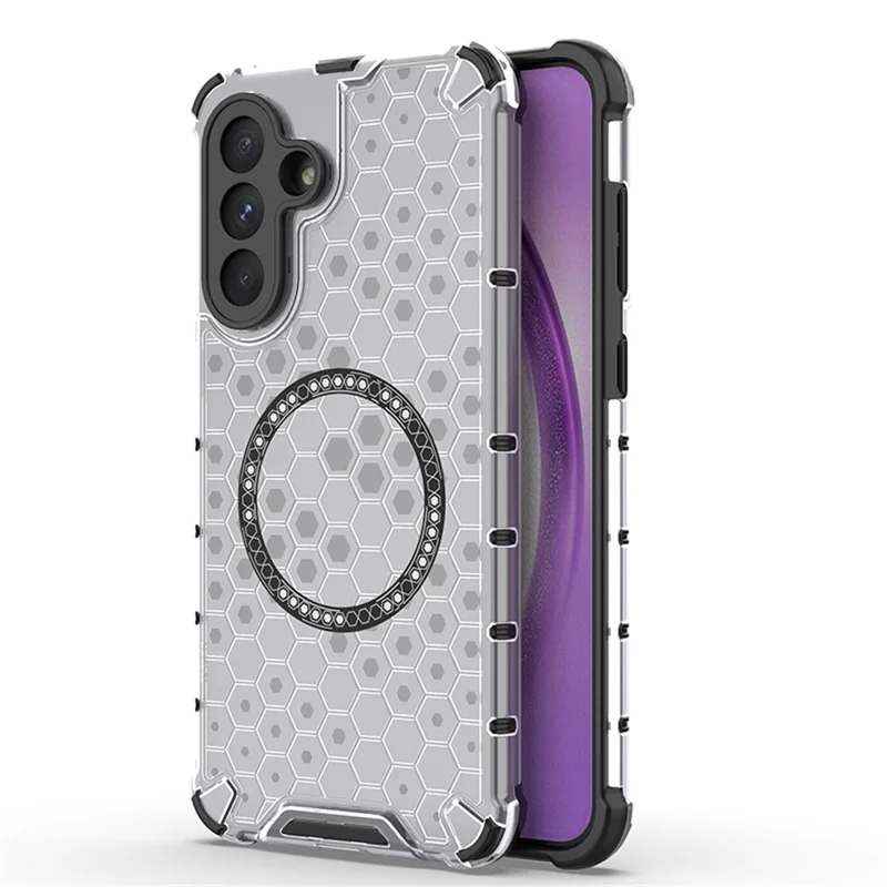 For Samsung Galaxy A26 5G Magnetic Case Honeycomb Design TPU + PC Phone Cover - Transparent