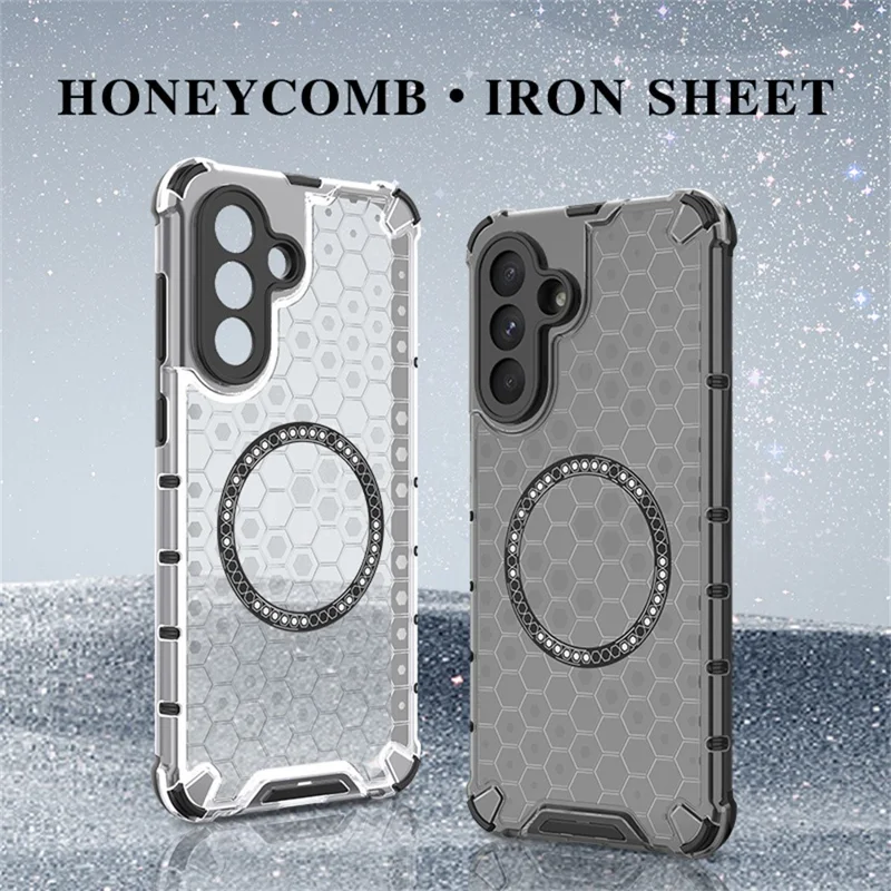 For Samsung Galaxy A26 5G Magnetic Case Honeycomb Design TPU + PC Phone Cover - Transparent