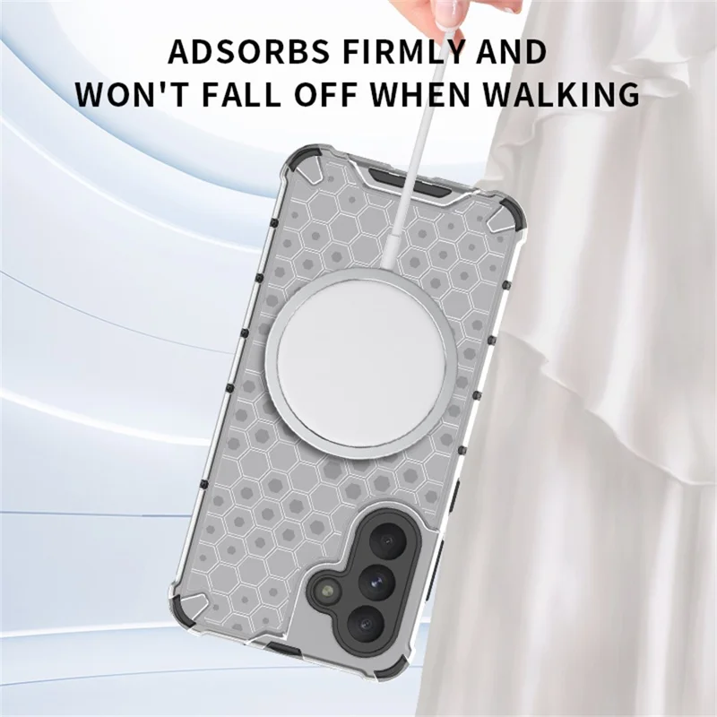 For Samsung Galaxy A26 5G Magnetic Case Honeycomb Design TPU + PC Phone Cover - Transparent