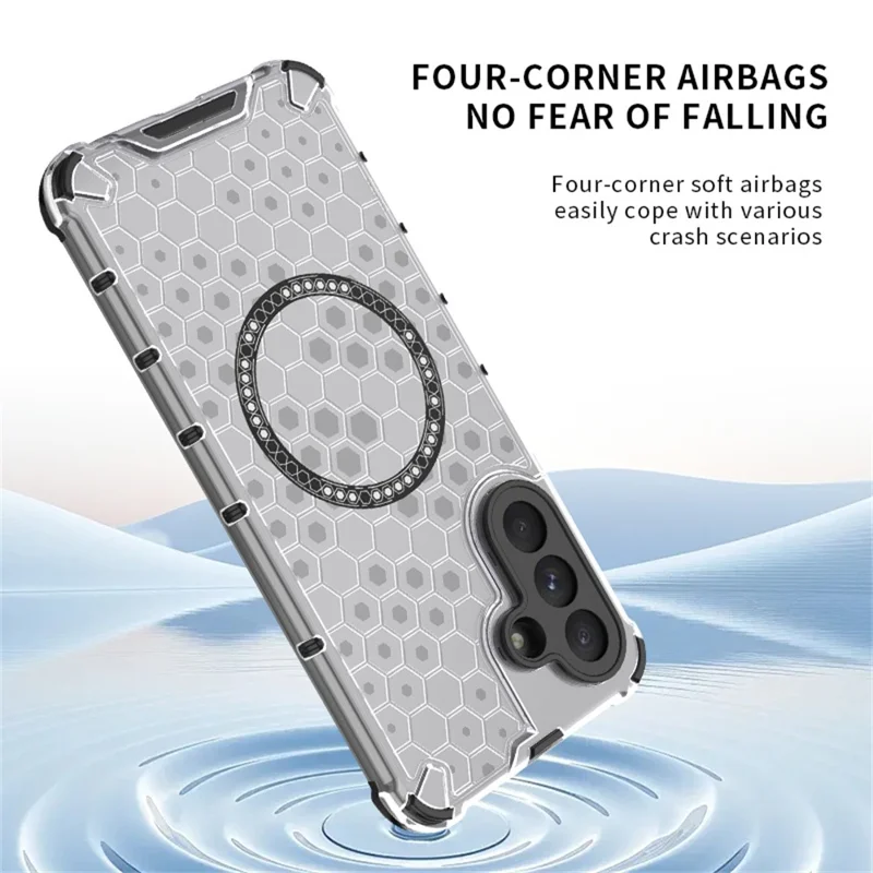 For Samsung Galaxy A26 5G Magnetic Case Honeycomb Design TPU + PC Phone Cover - Transparent