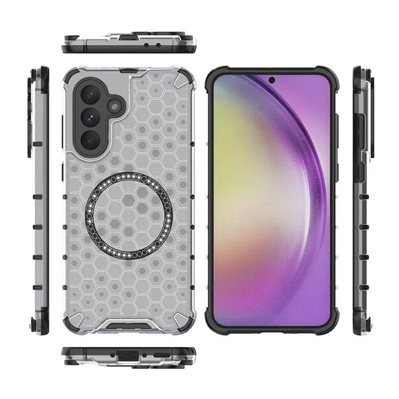 For Samsung Galaxy A26 5G Magnetic Case Honeycomb Design TPU + PC Phone Cover - Transparent