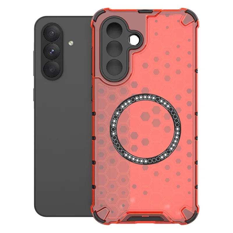 For Samsung Galaxy A56 5G  /  A36 5G Magnetic Case Honeycomb Design TPU + PC Phone Cover - Red