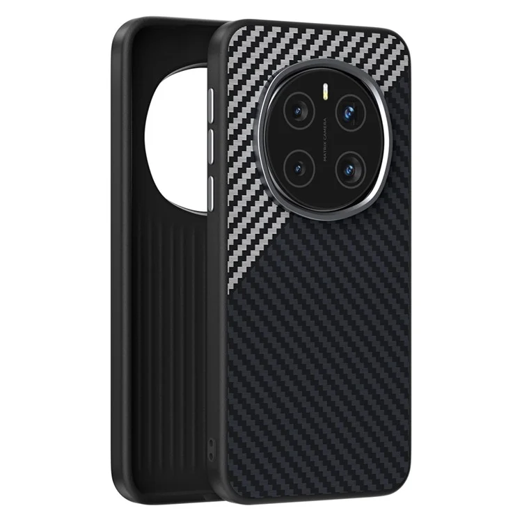 ABEEL Funda para Honor Magic7 5G compatible con MagSafe, textura de fibra de carbono en la parte posterior - Negro / Plata