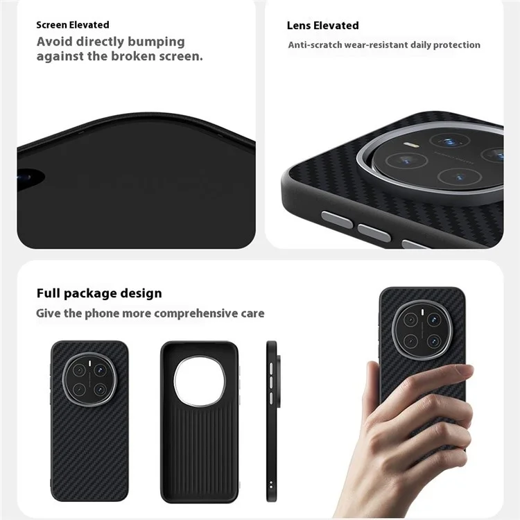 ABEEL Funda para Honor Magic7 5G compatible con MagSafe, textura de fibra de carbono en la parte posterior - Negro / Plata