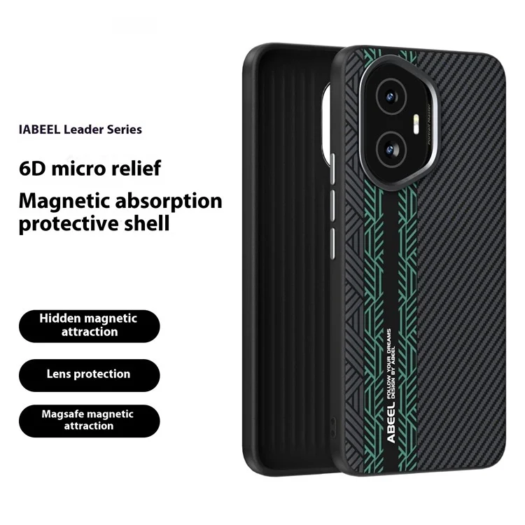 ABEEL Para Honor 300 Carcasa PC + TPU + Aleación de Aluminio + Cuero PU Funda de Teléfono Compatible con MagSafe - Textura 2