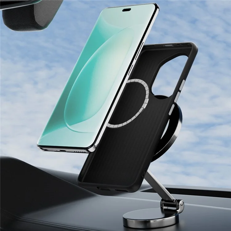 ABEEL Para Honor 300 Pro Case PC + TPU + Aleación de Aluminio + Cubierta de Teléfono de Piel de PU Compatible con MagSafe - Textura 1