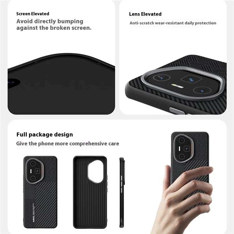 ABEEL Para Honor 300 Pro Case PC + TPU + Aleación de Aluminio + Cubierta de Teléfono de Piel de PU Compatible con MagSafe - Textura 1