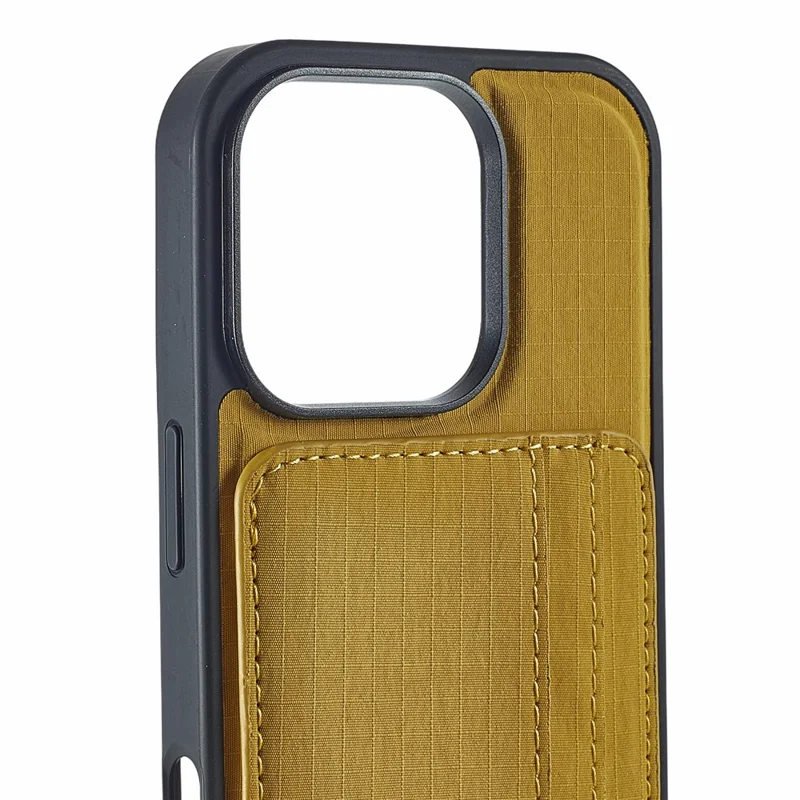 SIMPLY ROAR For iPhone 16 Pro Case with Card Holder Kickstand Retro Leather Back Cover - Yellow