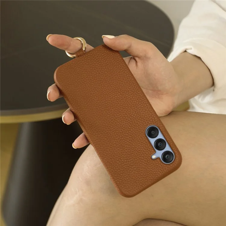 Coque pour Samsung Galaxy A25 5G (mondial) (161,0 x 76,5 x 8,3 mm) avec cordon, véritable cuir de vache, coque arrière en PC - Marron
