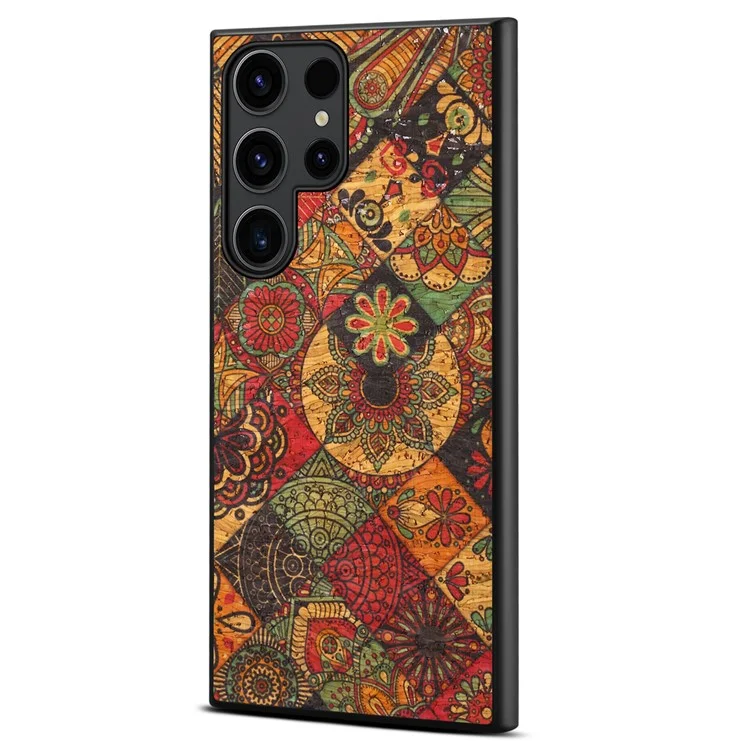 Coque pour Samsung Galaxy S25 Ultra, imprimé floral en cuir PU + PC + TPU - Automne / Jaune