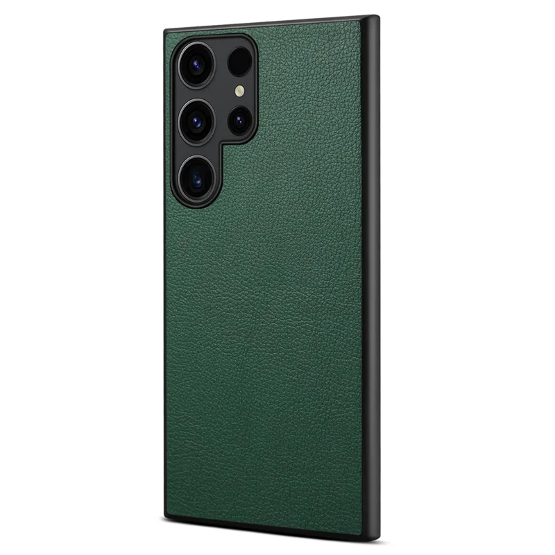 Funda para Samsung Galaxy S25 Ultra de textura de becerro de cuero + PC + TPU - Verde