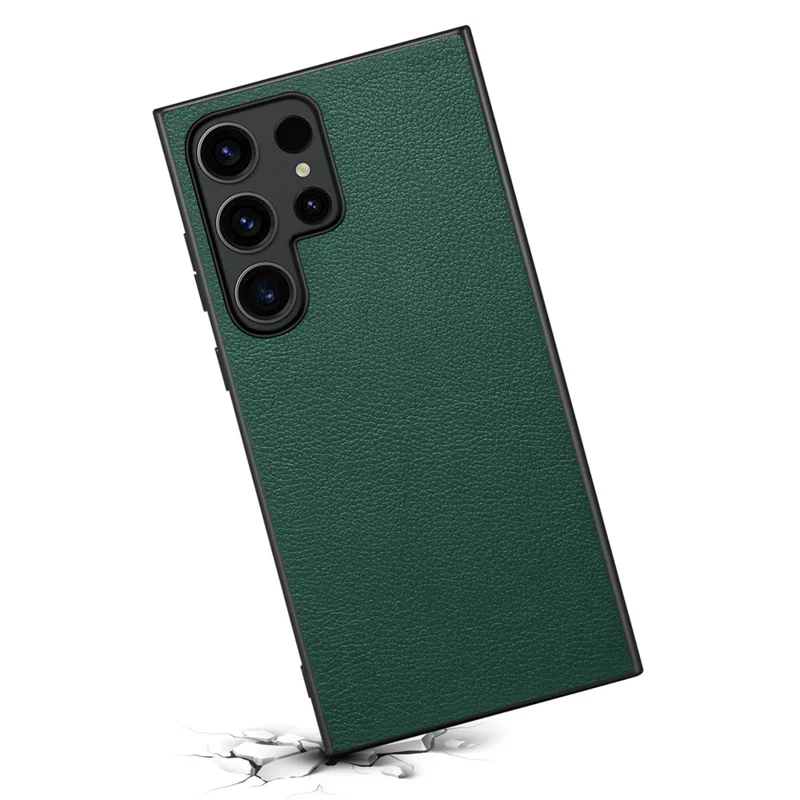 Funda para Samsung Galaxy S25 Ultra de textura de becerro de cuero + PC + TPU - Verde