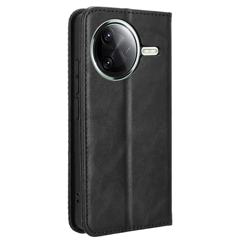 Für Xiaomi Redmi K80 5G / K80 Pro 5G Lederhülle Brieftasche Ständer Retro-Textur Handyhülle - Schwarz