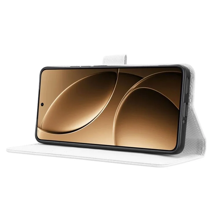 Étui en cuir PU avec texture diamant pour Xiaomi Redmi K80 5G / K80 Pro 5G - Blanc