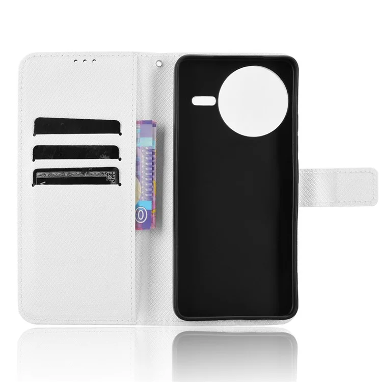 Étui en cuir PU avec texture diamant pour Xiaomi Redmi K80 5G / K80 Pro 5G - Blanc