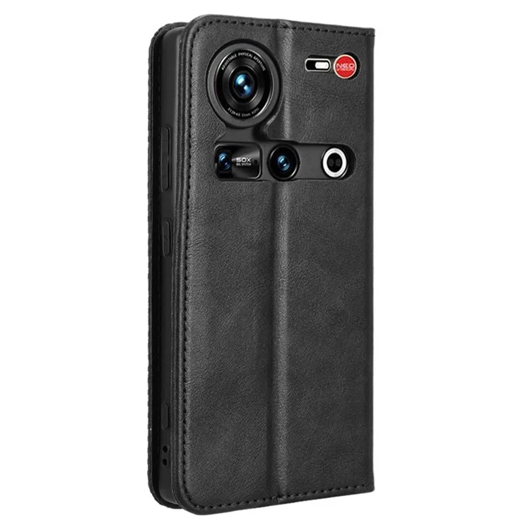 Für ZTE nubia Z70 Ultra Ledertasche Geldbörse Ständer Retro Textur Handyhülle - Schwarz