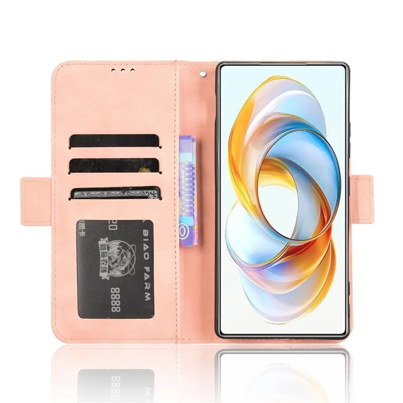 Для ZTE nubia Z70 Ultra чехол из натуральной кожи с бумажником и несколькими слотами для карт - Розовый