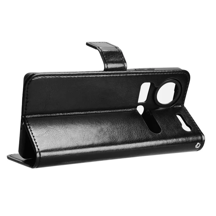 Für ZTE nubia Z70 Ultra Case Crazy Horse Textur PU Leder Telefongeldbörse - Schwarz