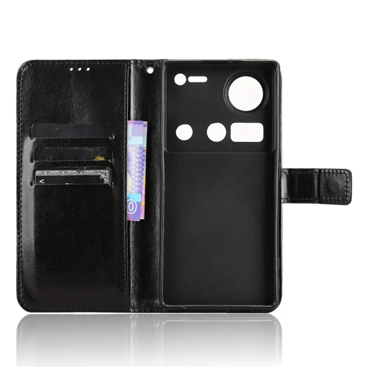 Für ZTE nubia Z70 Ultra Case Crazy Horse Textur PU Leder Telefongeldbörse - Schwarz