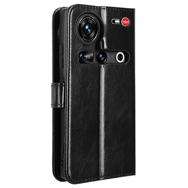 Für ZTE nubia Z70 Ultra Case Crazy Horse Textur PU Leder Telefongeldbörse - Schwarz