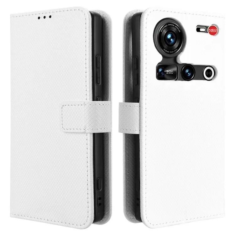Для чехла ZTE nubia Z70 Ultra из искусственной кожи с алмазной текстурой - белый