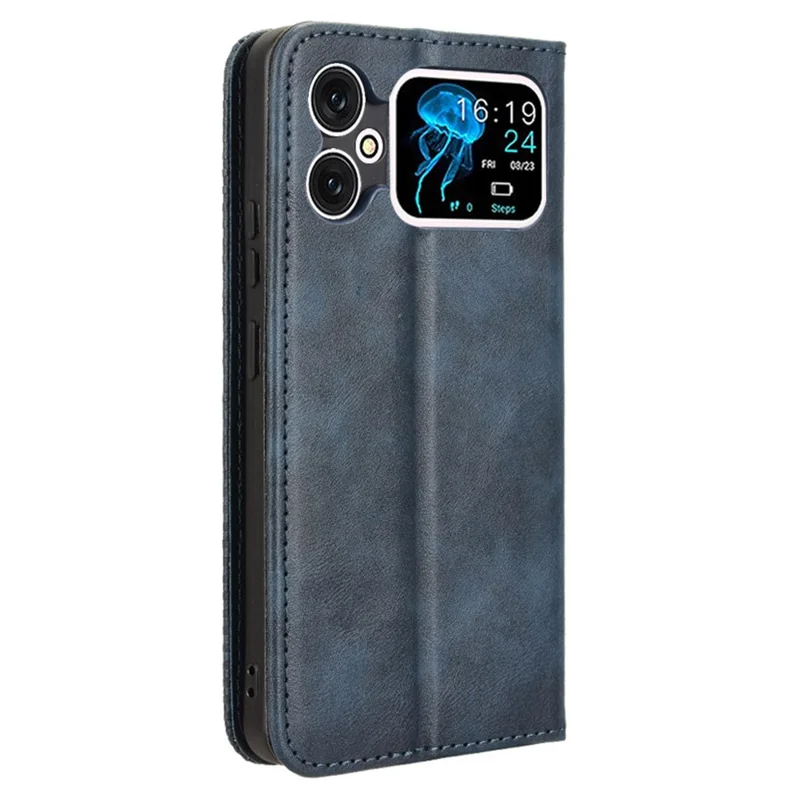 For Cubot A20 Leather Case Wallet Stand Retro Texture Phone Cover - Blue