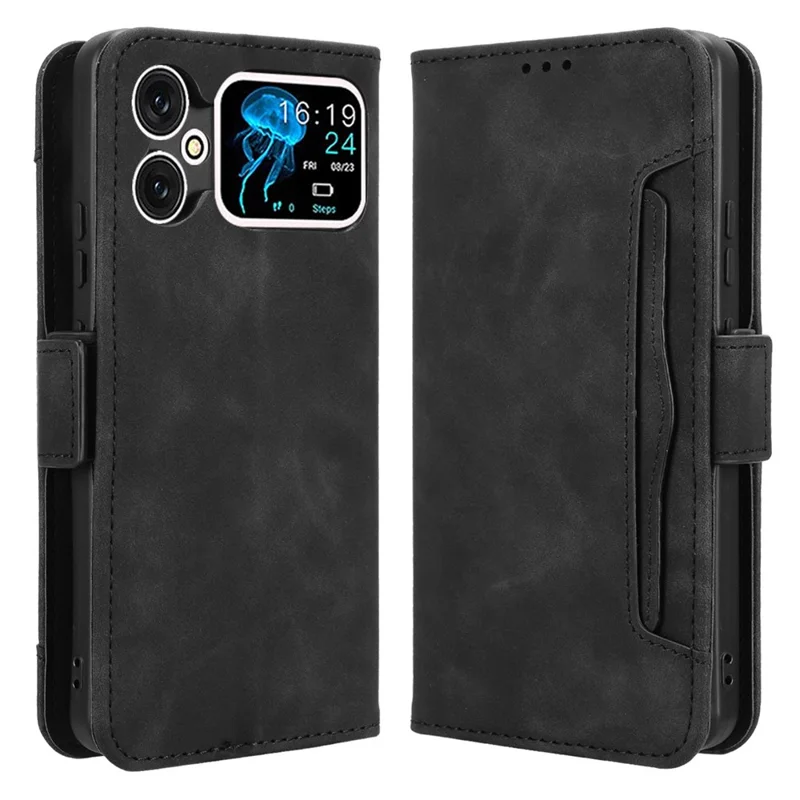 For Cubot A20 Leather Case Phone Wallet Cover with Multiple Card Slots - Black