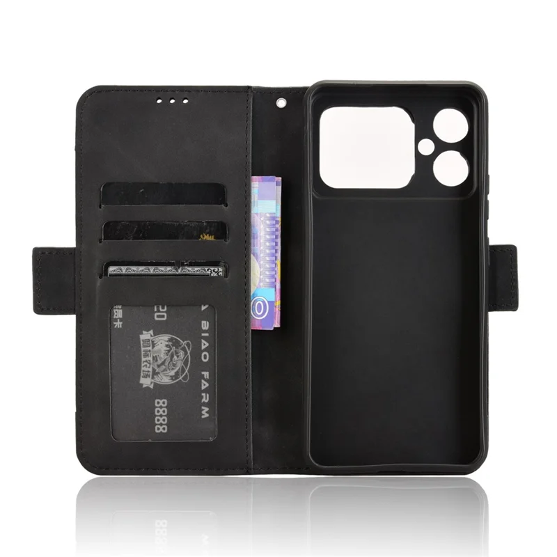 For Cubot A20 Leather Case Phone Wallet Cover with Multiple Card Slots - Black