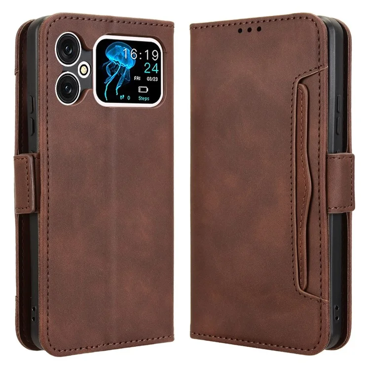 For Cubot A20 Leather Case Phone Wallet Cover with Multiple Card Slots - Brown