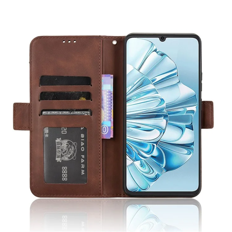 For Cubot A20 Leather Case Phone Wallet Cover with Multiple Card Slots - Brown