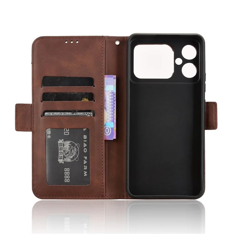 For Cubot A20 Leather Case Phone Wallet Cover with Multiple Card Slots - Brown