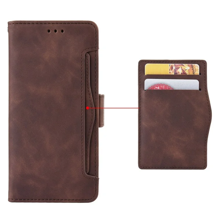 For Cubot A20 Leather Case Phone Wallet Cover with Multiple Card Slots - Brown