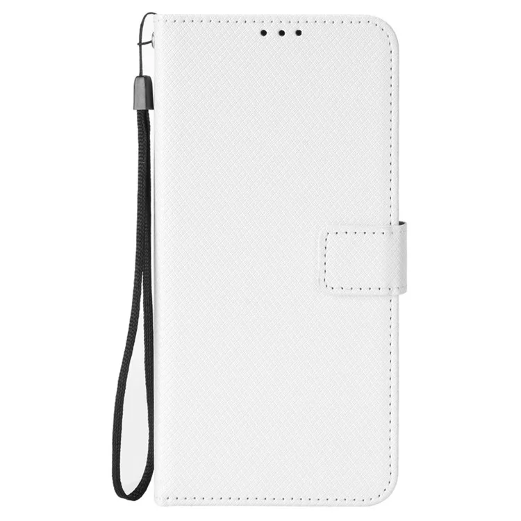 Capa para Cubot A20 em couro PU com textura de diamante - Branca