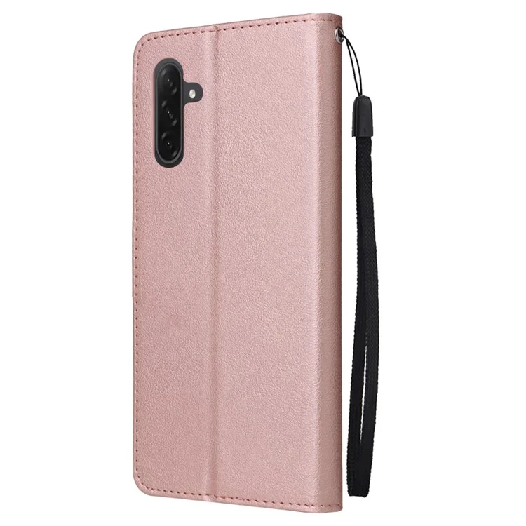 Чехол-книжка с подставкой и видом экрана для Samsung Galaxy A26 5G, из искусственной кожи, цвет - розовое золото.