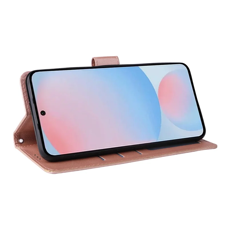 Чехол-книжка для Samsung Galaxy A56 5G с ПУ-кожаной подставкой и видом - Розовое золото