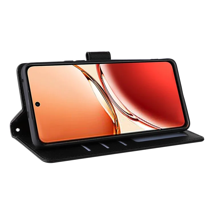 Кожаный чехол-бумажник для Oppo F27 5G / Reno12 F 4G / Reno12 F 5G / Reno12 FS - Черный