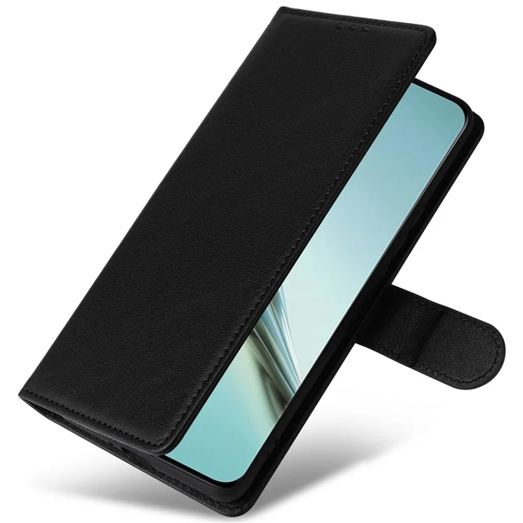 Étui portefeuille avec support de vue en cuir PU pour Realme 13+ 5G / 13 Pro 5G (Chine) - Noir